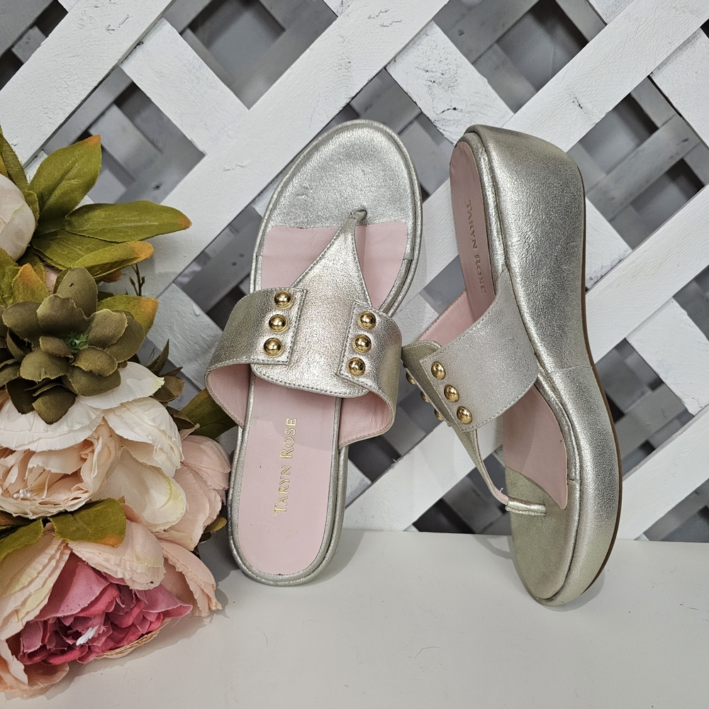 Taryn Rose Silver Talisa Women's Sandals Size 8